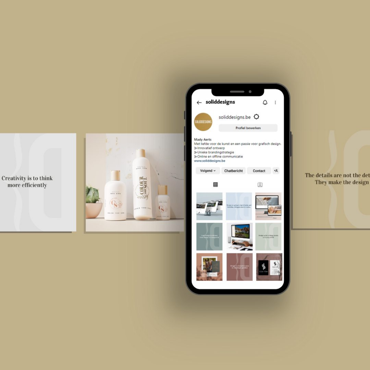 Instagram tiles bij sociale media beheer van grafisch ontwerpbureau Solid Designs Waarschoot